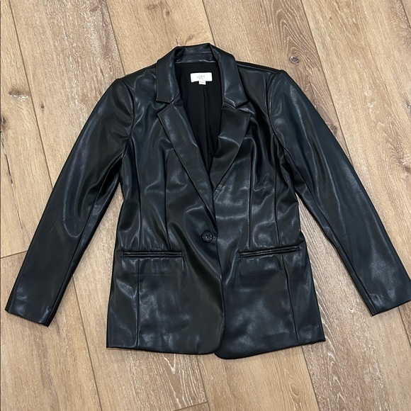 Loft petites Black Faux Leather Blazer - Picture 1 of 2